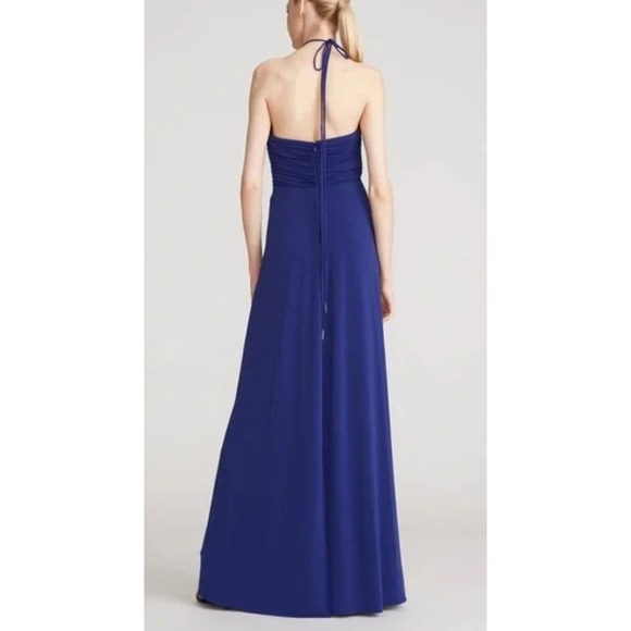 NWT Halston Fia‎ Halter Jersey Jumpsuit, Sapphire Blue, Formal Jumpsuit, Sz 8 - Picture 3 of 11